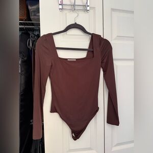 Babaton  Brown Long Sleeve Bodysuit